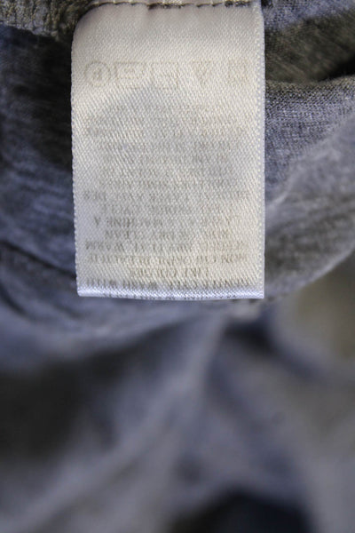 ALC Womens Cotton Crew Neck Rouched Short Sleeve Detail Top Gray Size XS