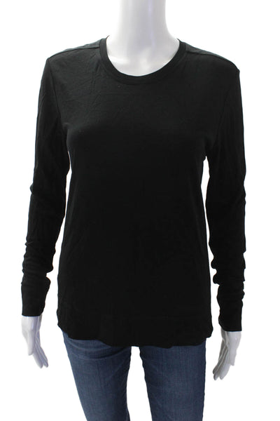 Helmut Lang Womens Long Sleeve Crew Neck Open Back Detail Top Black Size P