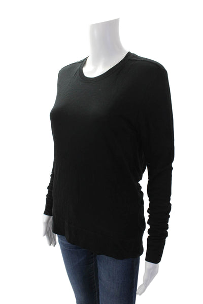 Helmut Lang Womens Long Sleeve Crew Neck Open Back Detail Top Black Size P