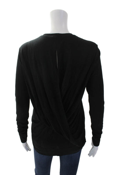Helmut Lang Womens Long Sleeve Crew Neck Open Back Detail Top Black Size P