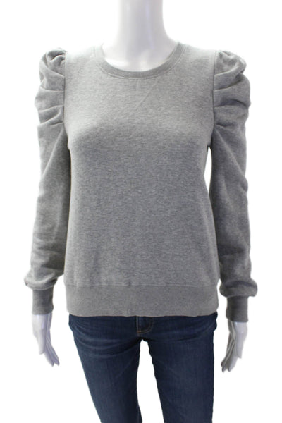 Rebecca Minkoff Womens Cotton Gathered Shoulder Sweatshirt Gray Size XS