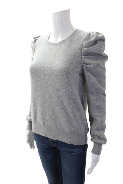 Rebecca Minkoff Womens Cotton Gathered Shoulder Sweatshirt Gray Size XS