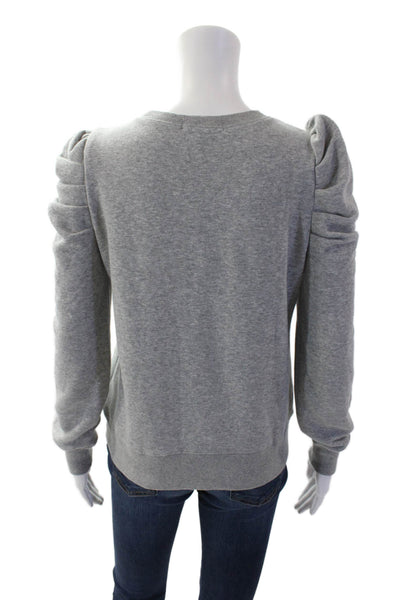 Rebecca Minkoff Womens Cotton Gathered Shoulder Sweatshirt Gray Size XS
