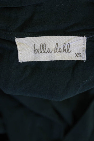 Bella Dahl Womens V-Neck Side Slit Long Sleeve Side Slit Blouse Green Size XS