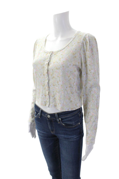 Theory Womens Cotton Crew Neck Sheer Burnout Sleeve Detail Top White Size P