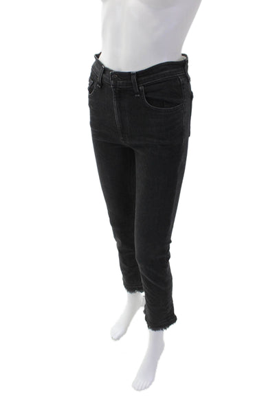 Rag & Bone Jean Womens Raw Hem Slim Leg Jeans Croyden Black Cotton Size 27