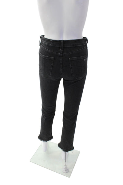 Rag & Bone Jean Womens Raw Hem Slim Leg Jeans Croyden Black Cotton Size 27