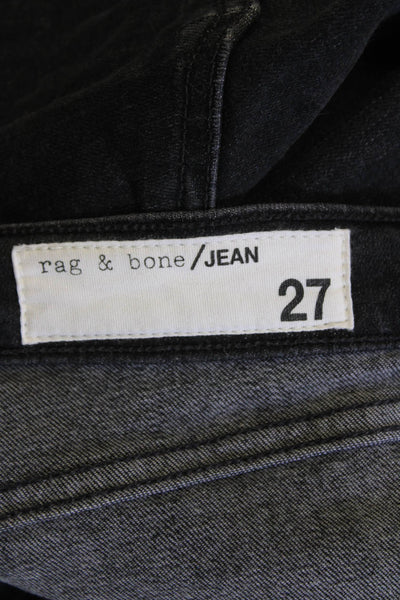 Rag & Bone Jean Womens Raw Hem Slim Leg Jeans Croyden Black Cotton Size 27