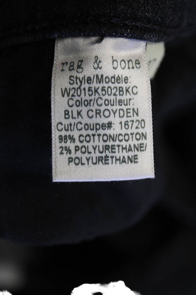 Rag & Bone Jean Womens Raw Hem Slim Leg Jeans Croyden Black Cotton Size 27