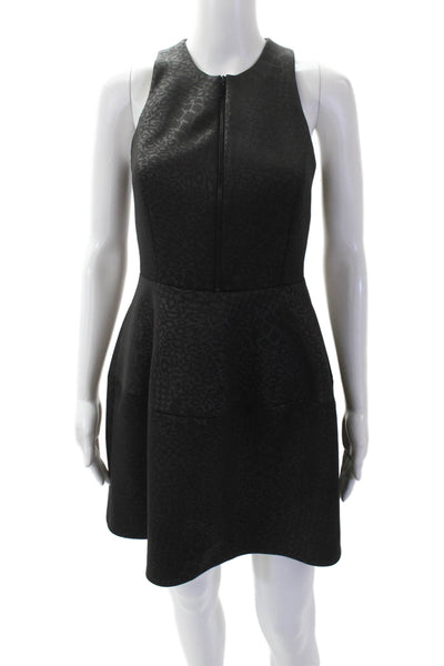 Laundry by Shelli Segal Womens Sleeveless Zip Animal Print Dress Black Size 0
