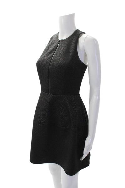 Laundry by Shelli Segal Womens Sleeveless Zip Animal Print Dress Black Size 0