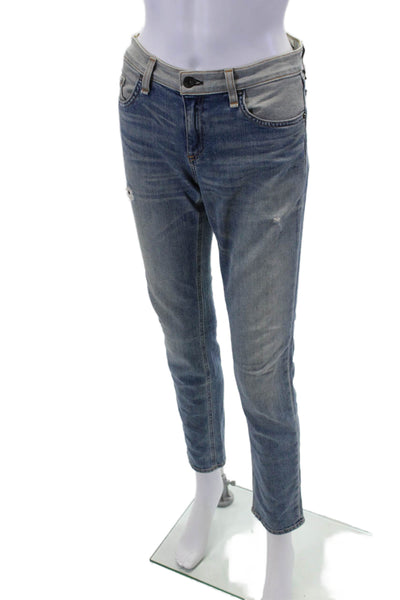 Rag & Bone Womens Textured Zip Button Straight Leg Jeans Blue Size EUR 27