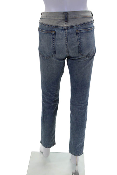 Rag & Bone Womens Textured Zip Button Straight Leg Jeans Blue Size EUR 27