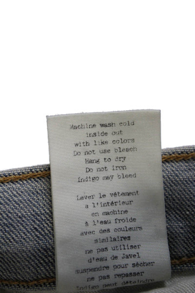 Rag & Bone Womens Textured Zip Button Straight Leg Jeans Blue Size EUR 27