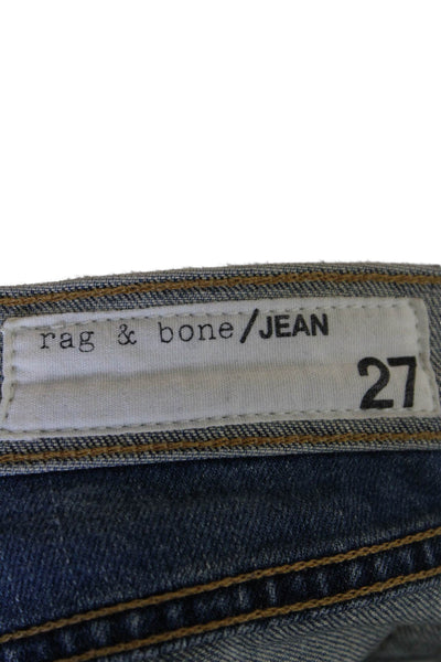 Rag & Bone Womens Textured Zip Button Straight Leg Jeans Blue Size EUR 27