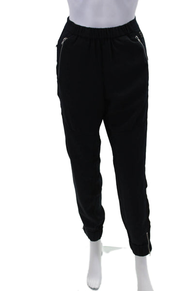 G Star Raw Womens Elastic Waistband Cuff Bottom Straight Casual Pants Navy Sz L