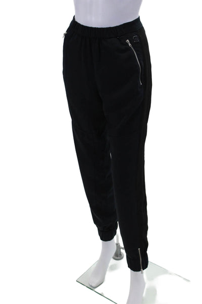 G Star Raw Womens Elastic Waistband Cuff Bottom Straight Casual Pants Navy Sz L