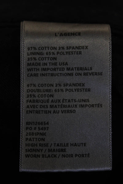L Agence Womens Cotton Lined Straight Leg Casual Pants Black Size EUR 27