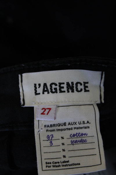 L Agence Womens Cotton Lined Straight Leg Casual Pants Black Size EUR 27