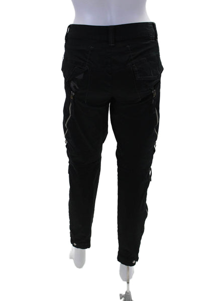 Le Jean De Womens Cotton Zip Button Straight Leg Casual Pants Black Size EUR 29