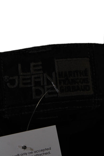 Le Jean De Womens Cotton Zip Button Straight Leg Casual Pants Black Size EUR 29