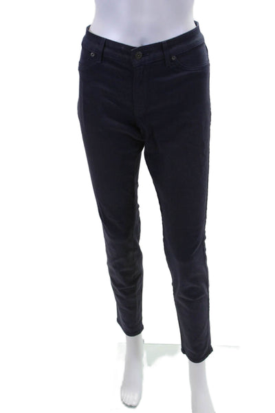 Rich & Skinny Womens Cotton Zip Button Straight Leg Pants Navy Size EUR 27