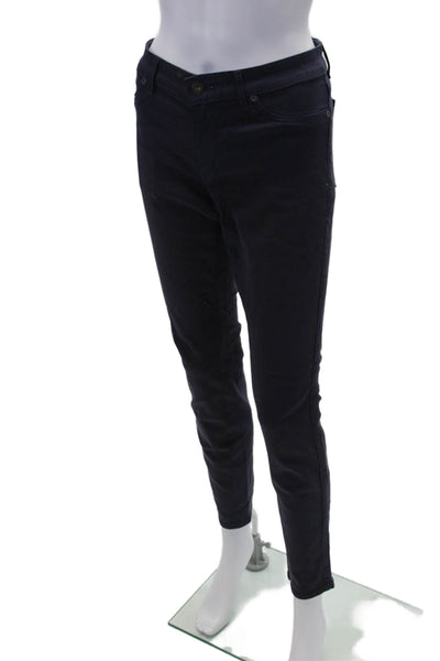 Rich & Skinny Womens Cotton Zip Button Straight Leg Pants Navy Size EUR 27