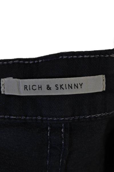 Rich & Skinny Womens Cotton Zip Button Straight Leg Pants Navy Size EUR 27