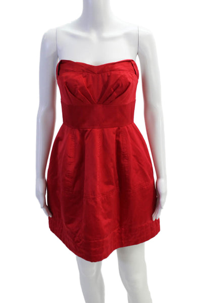 Zac Posen For Target Womens Sweetheart Neck A Line Dress Red Cotton Size 5