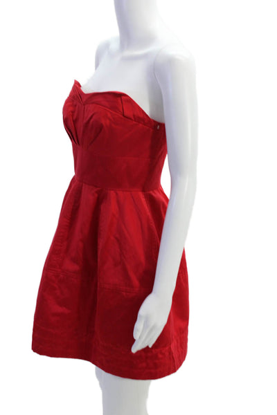 Zac Posen For Target Womens Sweetheart Neck A Line Dress Red Cotton Size 5