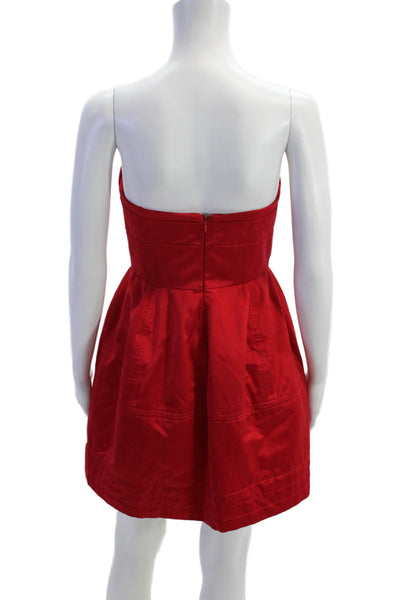Zac Posen For Target Womens Sweetheart Neck A Line Dress Red Cotton Size 5