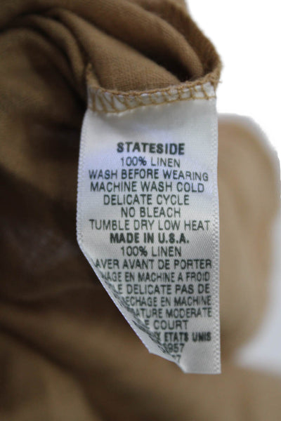 Stateside Womens Linen Collared Button Cuff Long Sleeve Blouse Top Brown Size XS
