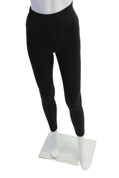 Lululemon Womens Floral Print High Waist Slip-On Athletic Leggings Black Size 2