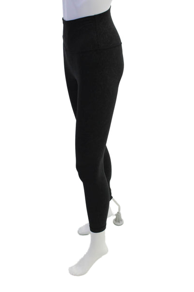 Lululemon Womens Floral Print High Waist Slip-On Athletic Leggings Black Size 2
