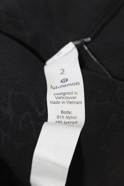Lululemon Womens Floral Print High Waist Slip-On Athletic Leggings Black Size 2