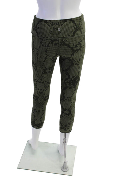 Lululemon Womens Geometric Print High Waist Athletic Leggings Green Size 4