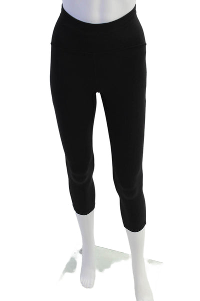 Lululemon Womens Mesh Trimmed Athletic Slip-On High Waist Leggings Black Size 2