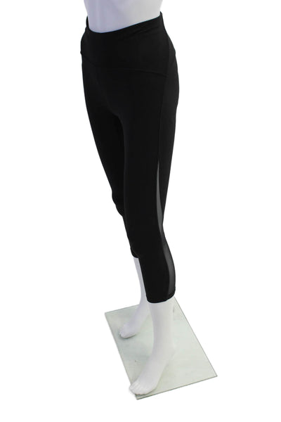 Lululemon Womens Mesh Trimmed Athletic Slip-On High Waist Leggings Black Size 2