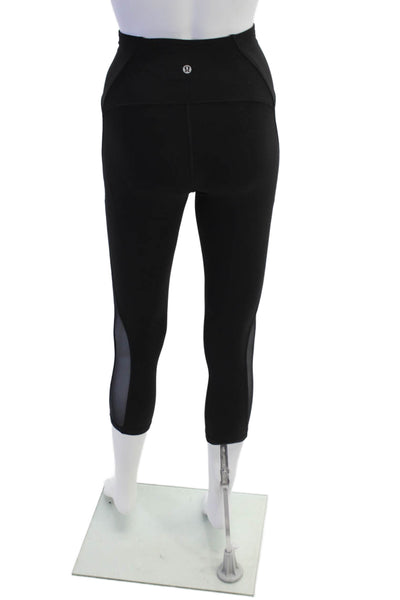 Lululemon Womens Mesh Trimmed Athletic Slip-On High Waist Leggings Black Size 2