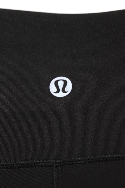 Lululemon Womens Mesh Trimmed Athletic Slip-On High Waist Leggings Black Size 2