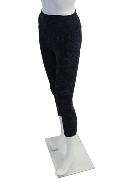 Lululemon Womens Floral Print Athletic High Waisted Leggings Navy Blue Size 4