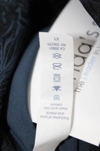 Lululemon Womens Floral Print Athletic High Waisted Leggings Navy Blue Size 4