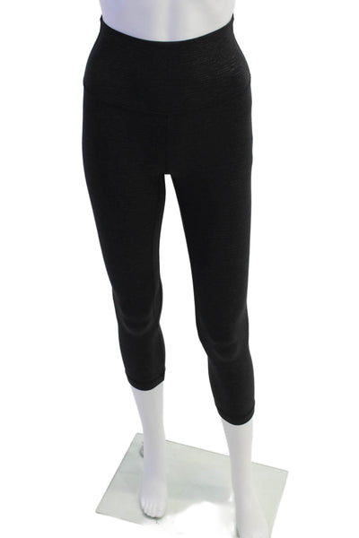 Lululemon Womens Striped Print Elastic Waist Athletic Leggings Black Size 2