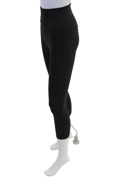 Lululemon Womens Striped Print Elastic Waist Athletic Leggings Black Size 2