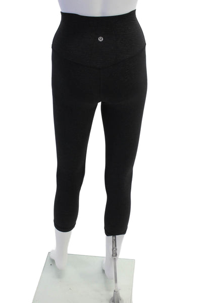 Lululemon Womens Striped Print Elastic Waist Athletic Leggings Black Size 2