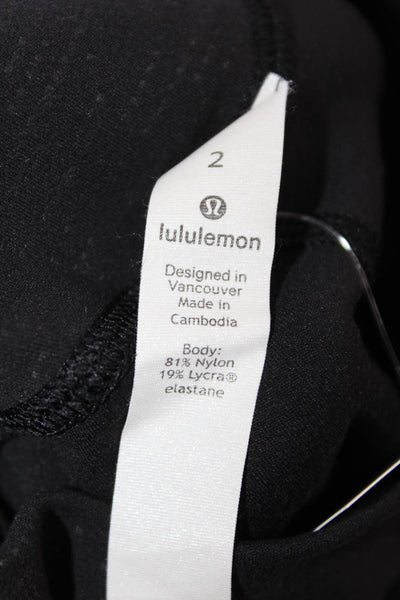 Lululemon Womens Striped Print Elastic Waist Athletic Leggings Black Size 2