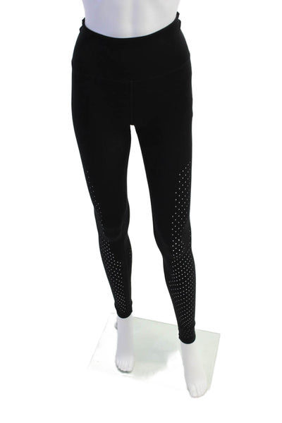Lululemon Womens Mesh Textured Athletic High Waist Slip-On Leggings Black Size 2