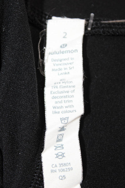 Lululemon Womens Mesh Textured Athletic High Waist Slip-On Leggings Black Size 2