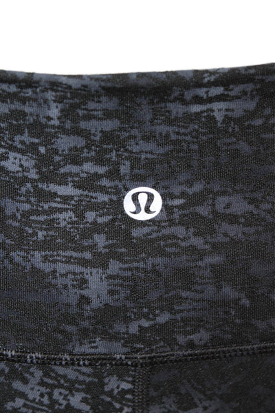 Lululemon Womens Abstract High Elastic Waisted Athletic Leggings Black Size 2