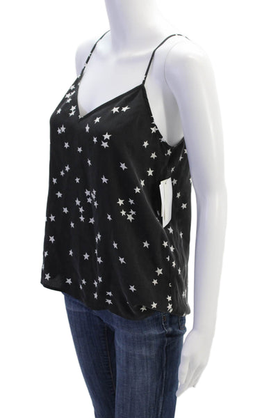 Equipment Femme Womens Silk Geometric Print Sleeveless Tank Blouse Black Size XS